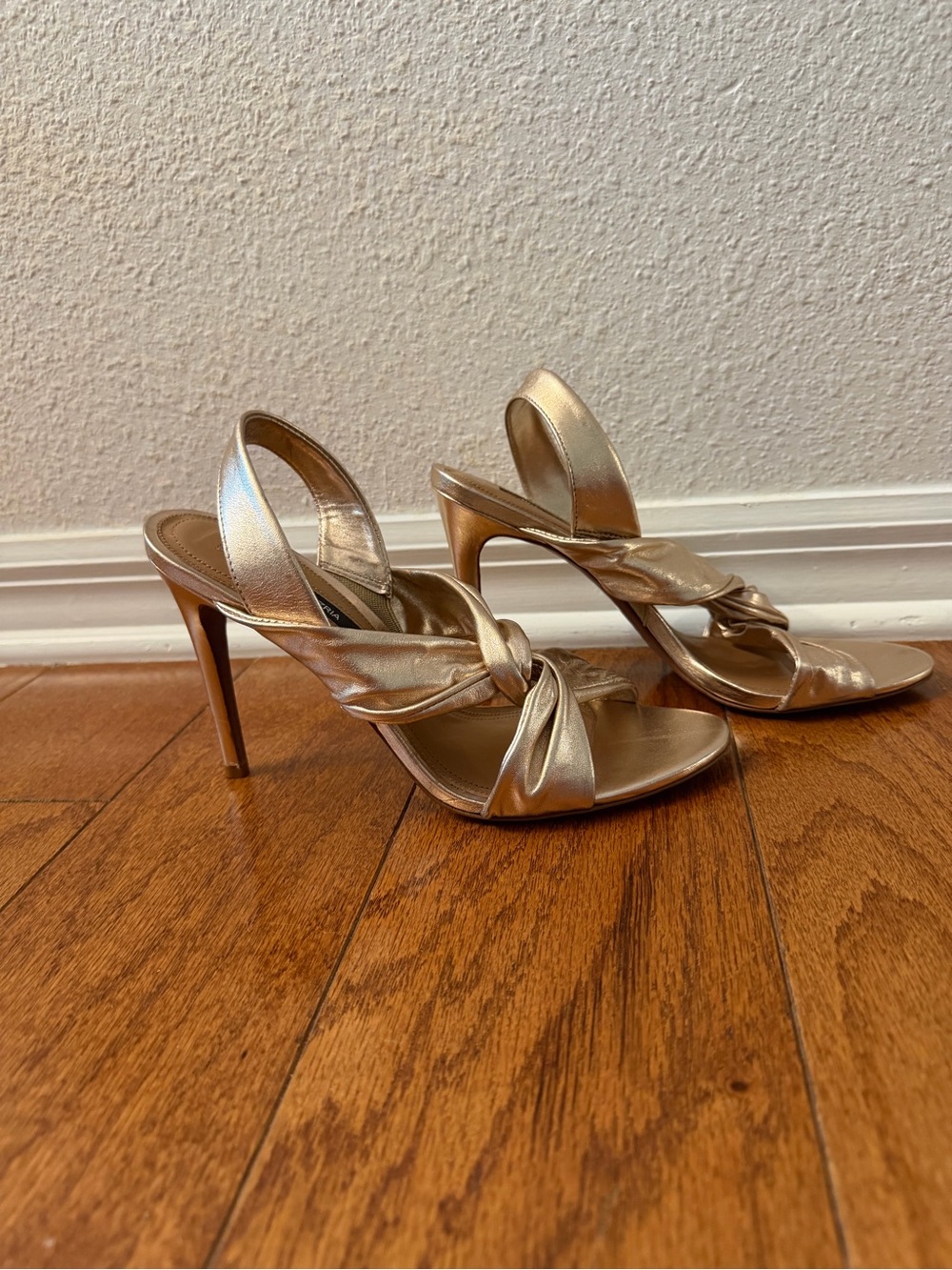 Gold Knot-Strap Heels